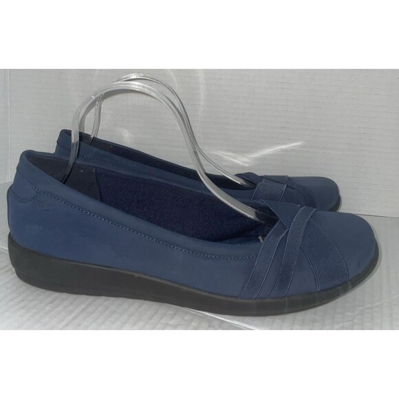 Easy Spirit Flats Women’s 12M Blue Faux Suede Ballet Comfort Slip-On Shoes - Picture 1 of 13